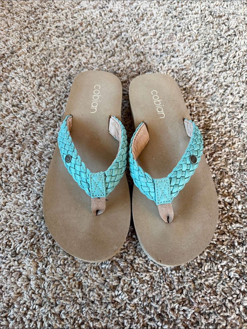 Cobian Women's Braided Teal Flip Flop Sandals